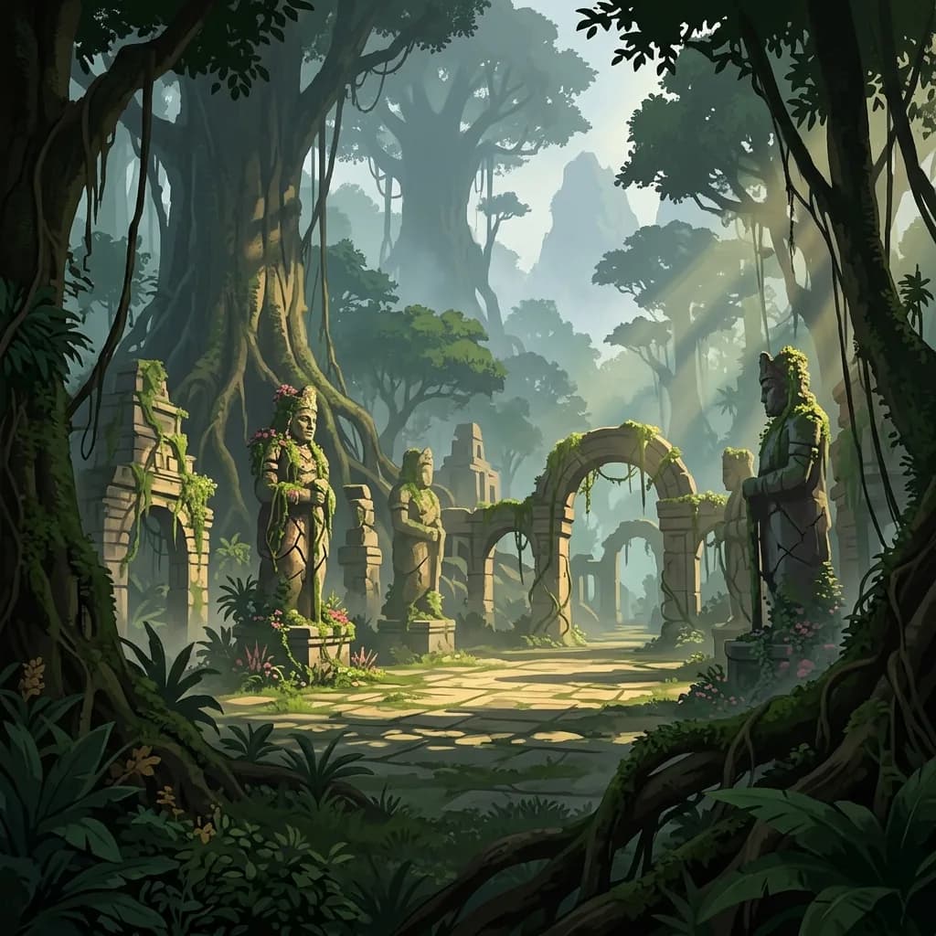 Cinematic Concept Art for Ancient Abandoned Jungle City