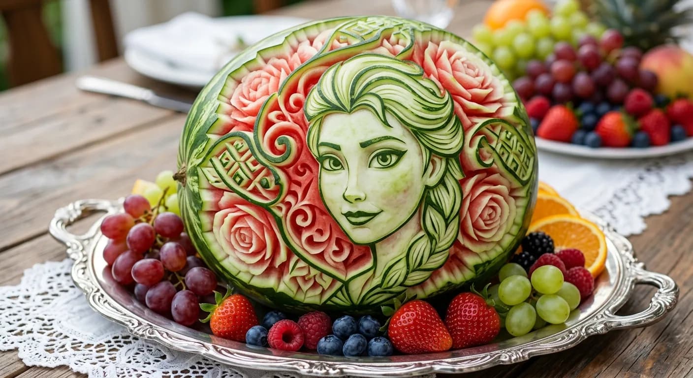 Photorealistic Watermelon Fruit Carving Prompt